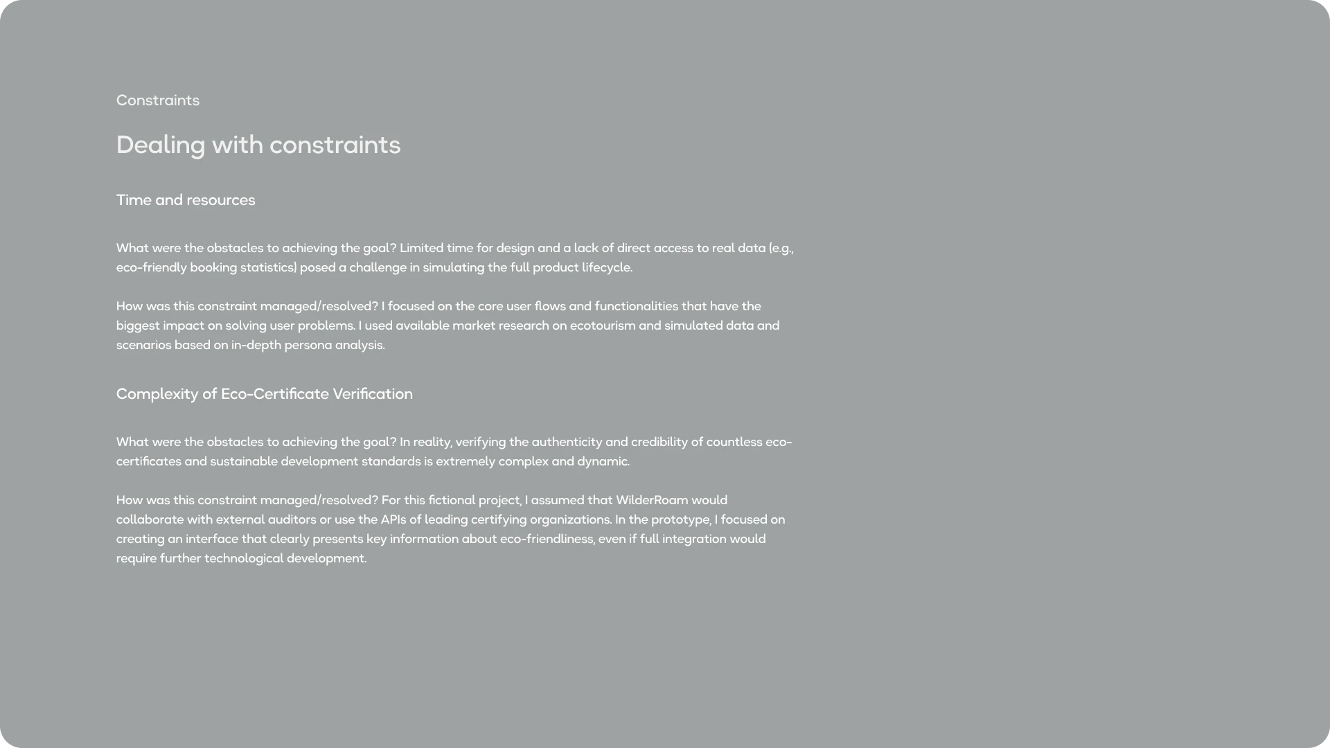 Wilder Roam - Constraints